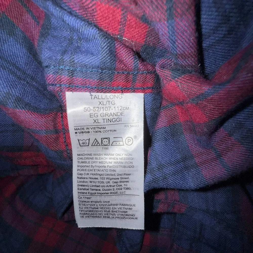 Banana Republic Mens XL Tall Untucked Slim Fit Ultra-Soft Flannel Plaid Shirt